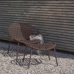 Outdoor Loungestoel Bruce Set met hocker, kleur Paars/Bruin