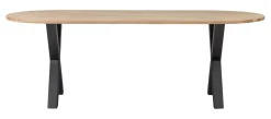 Ovale Eettafel Tablo met X-poot, 220 x 90cm