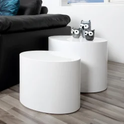 Ovale Salontafel Petrine Set van 2 stuks, kleur Hoogglans wit
