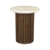 Ronde Bijzettafel Arda Walnoot en travertin, 35cm