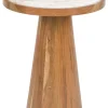 Ronde Bijzettafel Dejuan Marmer en acaciahout, 40cm