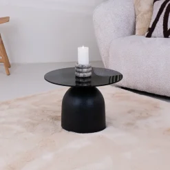 Ronde Bijzettafel Indira Glas en staal, 50cm