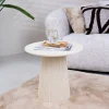 Ronde Bijzettafel Puck Mangohout, 50cm, kleur Ivoor