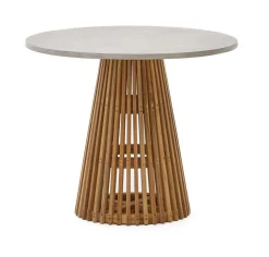 Ronde Bistrotafel Alcaufar Cement en Teakhout, 90cm