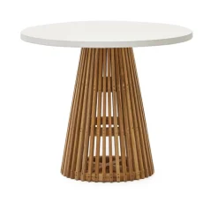 Ronde Bistrotafel Alcaufar Cement en Teakhout, 90cm