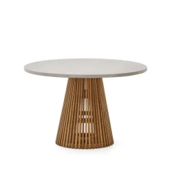 Ronde Eettafel Alcaufar Cement en Teakhout, 120cm