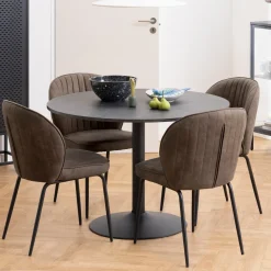 Ronde Eettafel Ivana Marmerprint, Ø110cm, kleur Zwart