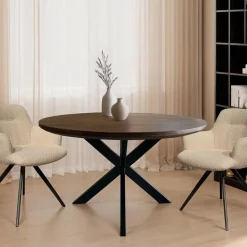 Ronde Eettafel Jesper Mangohout, kleur Donkerbruin