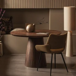 Ronde Eettafel Limit Mangohout, 130cm, kleur walnoot