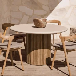 Ronde Eettafel Roller Max Beton en teakhout, 125cm