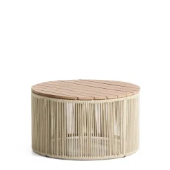 Ronde Salontafel Dandara Acaciahout en touw, 70cm, kleur Ecru