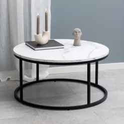 Ronde Salontafel Flemming 80cm, Marmerlook