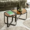 Ronde Salontafel Groovy Set van 2 stuks, Glas, kleur Bruin