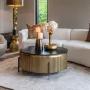 Ronde Salontafel Ironville Ø90cm, goud / zwart marmer