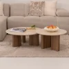 Ronde Salontafel Laycie Keramiek in Travertin-look, Set van 2 stuks