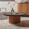 Ronde Salontafel Palazzo Teakhout en mineraal stucwerk, 100cm