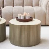 Ronde Salontafel Villanova Travertin en mangohout