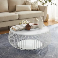 Ronde Salontafel Yoseph Marmerlook, 86cm