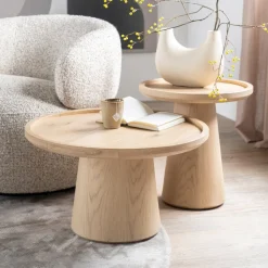 Salontafel Leia Eikenhout, Set van 2 stuks