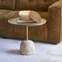 Salontafel Malibu Travertin en mangohout, 55cm
