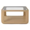 Salontafel Yobeko Mudstone textuur en glas, 80 x 80cm