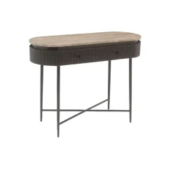 Sidetable Russo Travertin en brass, 100cm