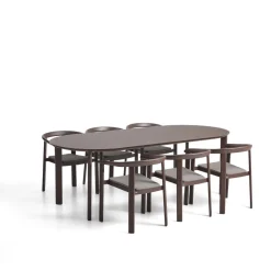 Tuinset Erice Met tuintafel en 6 stoelen, 230 x 100cm, kleur Bruin
