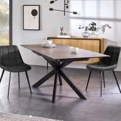 Uitschuifbare Eettafel Atminda Keramiek, 160-210 x 90cm, kleur zwart