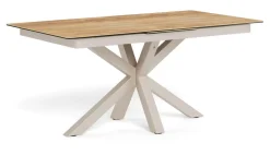 Uitschuifbare Eettafel Line Keramiek met eikenlook, 168/210 x 90cm