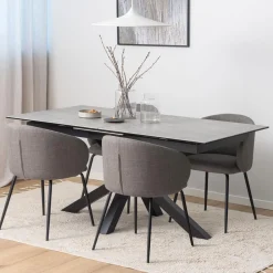 Uitschuifbare Eettafel Line Keramiek, kleur Grijs