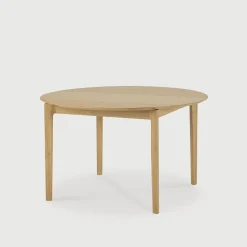 Uitschuifbare Ronde Eettafel Bok Eikenhout, 129/179 x 129cm