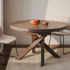 Uitschuifbare Ronde Eettafel Vashti Keramiek, 120-160 x 120cm