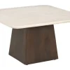 Vierkante Salontafel Margred Marmer en mangohout, 75 x 75cm