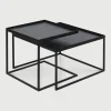 Vierkante Salontafel Tray Gelakt Hout, Set van 2 stuks