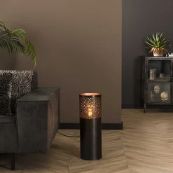 Vloerlamp Bryston kleur Zwart Nikkel