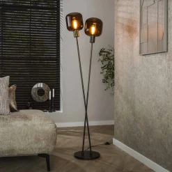 Vloerlamp Gill 2-lamps, kleur Sienna brown