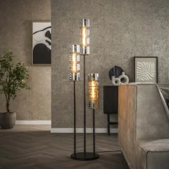 Vloerlamp Kamee 3-lamps, 155cm, kleur Artic Black