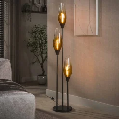 Vloerlamp Luvia Glas, 3-lamps, kleur Sienna Bruin