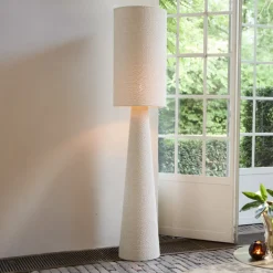Vloerlamp Micky Bouclé, 180cm, kleur Zand
