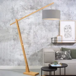Vloerlamp Montblanc Bamboe en Eco linnen