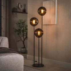 Vloerlamp Yair Glas, 3-lamps, kleur Sienna Bruin
