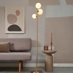 Voerlamp Carrara Marmerprint, 3-lamps, kleur Goud