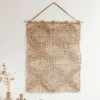 Wanddecoratie Round&Round Abaca en Teakhout, 107 x 71cm