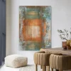 Wandkleed Blue Ocker Abstract 1 in maat en frame naar keuze