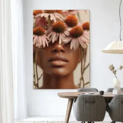 Wandkleed Coneflower in maat en frame naar keuze