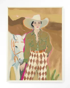 Wandkleed Cowgirl 3 in maat en frame naar keuze