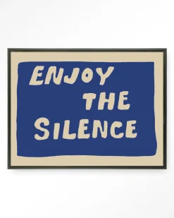 Wandkleed Enjoy The Silence Blue in maat en frame naar keuze