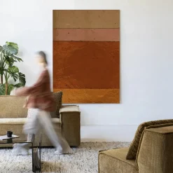 Wandkleed Geen Bruin Roze Achtig in maat en frame naar keuze