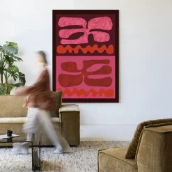 Wandkleed Groovy Pink in maat en frame naar keuze