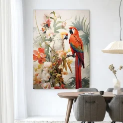 Wandkleed Lovebirds in maat en frame naar keuze